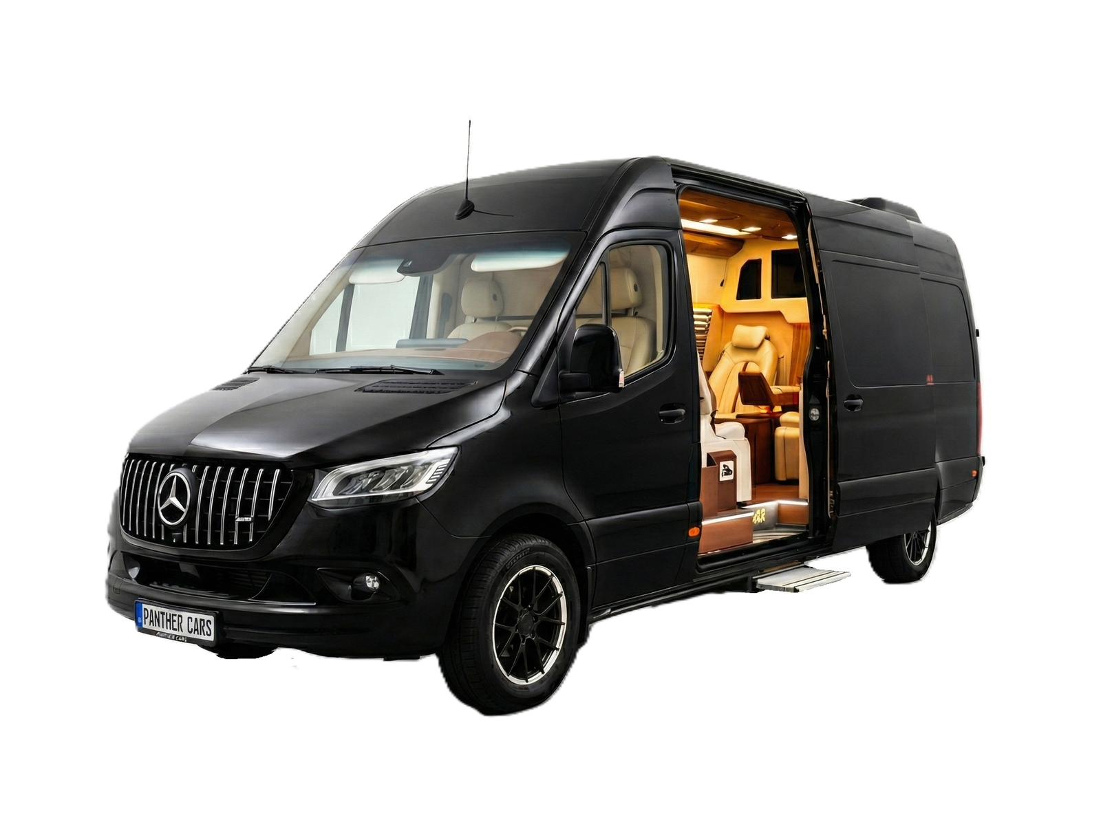 Czarny Mercedes-Benz Sprinter Jetvan, wynajem z kierowcą, Panther Cars VIP transport